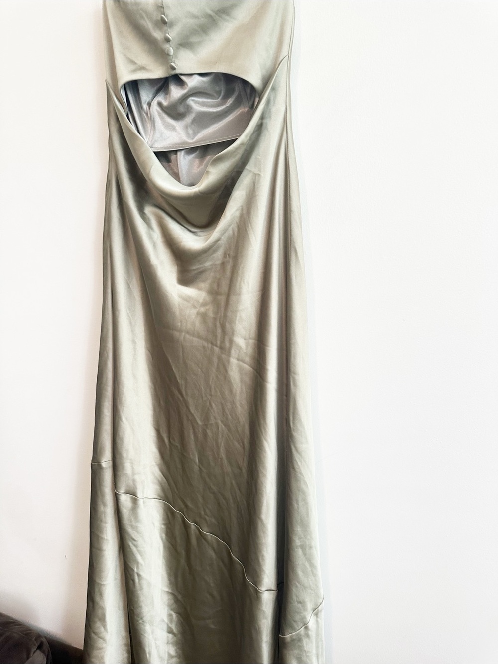 Revelry Satin Leo Dress in Silver Sage Sz 8 - Picture 13 of 14